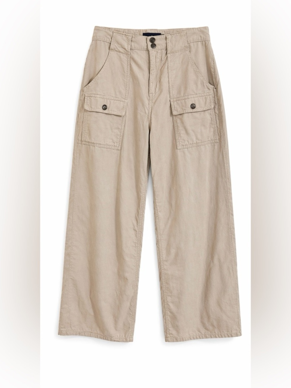 Ralph Lauren Cargo Pants Youth 14 Beige Wide Leg Utility 100% Cotton Kids Unisex - Picture 2 of 12